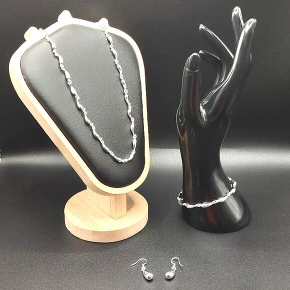 925 Silver Teardrop Necklace Bracelet & Earrings Set Anniversary Birthday NEW! - Picture 1 of 7